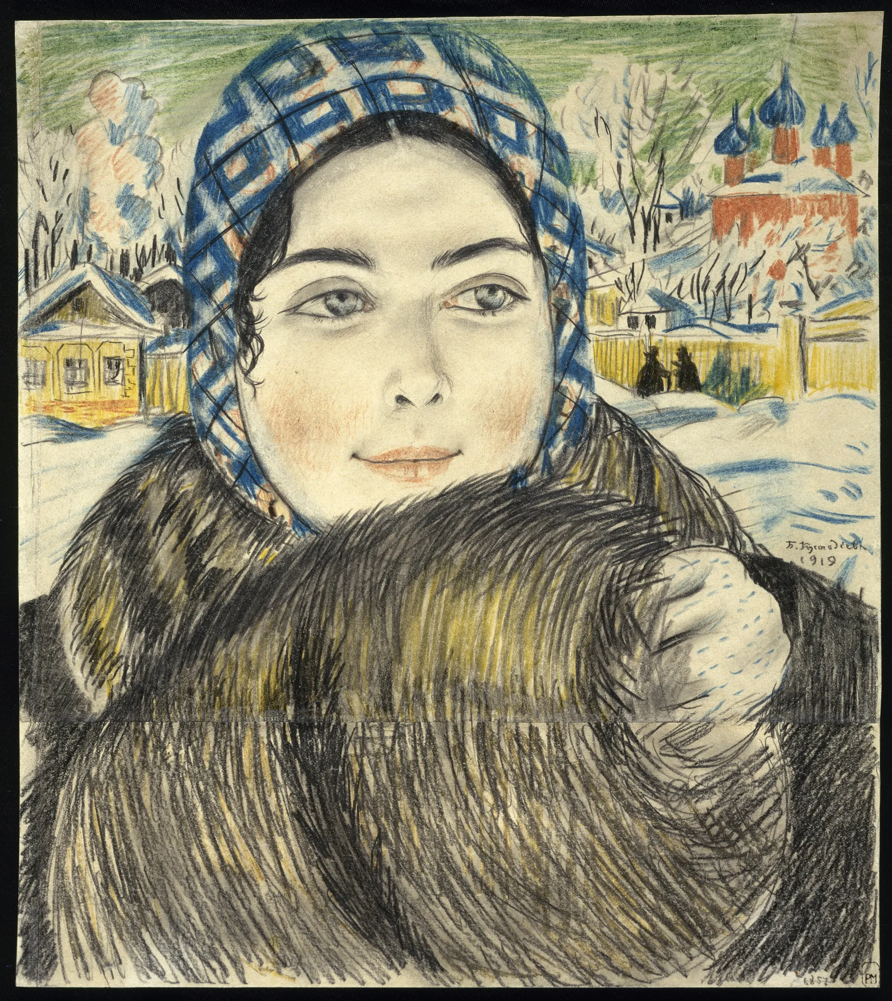 Молодая купчиха в клетчатом платочке